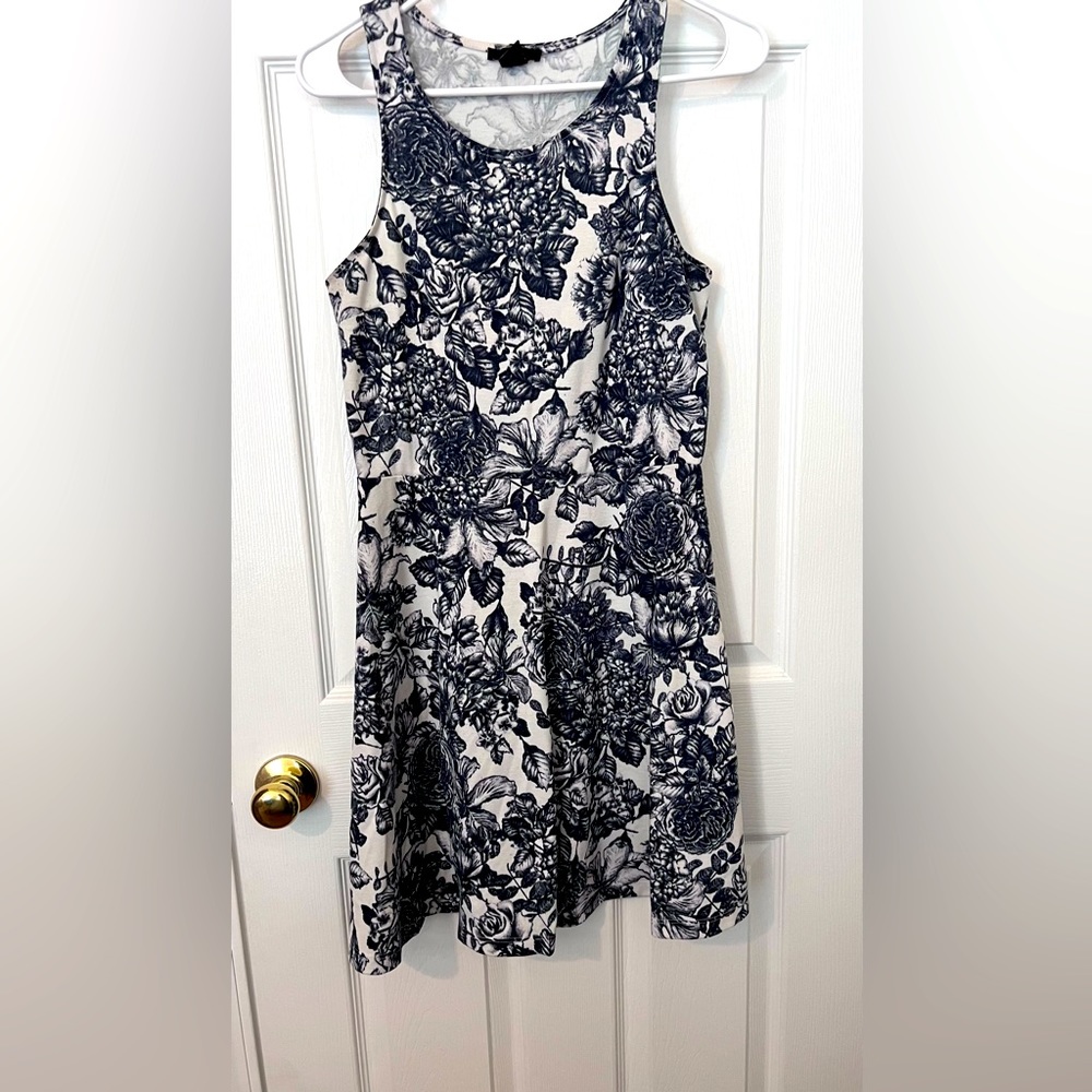 Blue and white tank top dress with peplum bottom